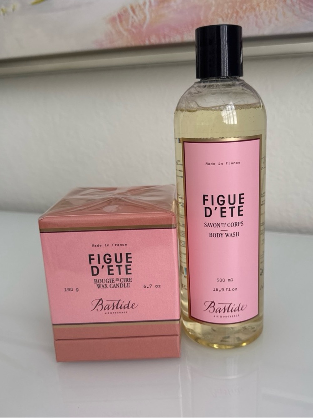 Figue d'Eté Pink Body Wash & Candle Set